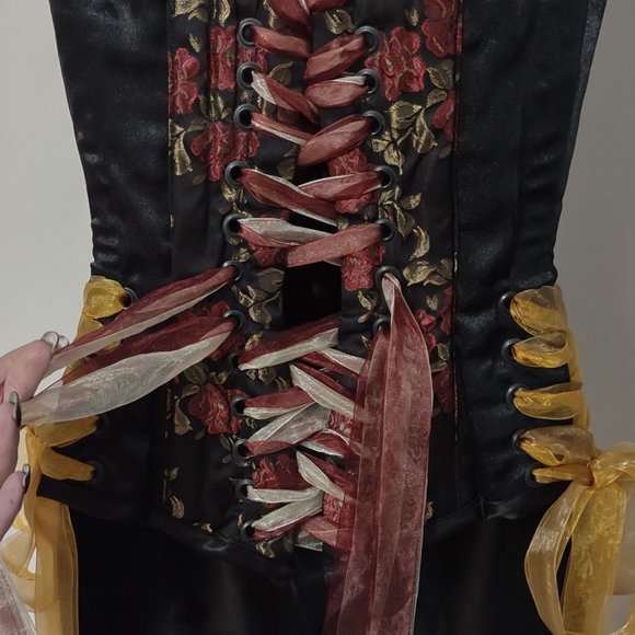 May Faire Moon Over Bust Boned Corset Custom Corset Goth Corset Rose Embroidered - Picture 13 of 15